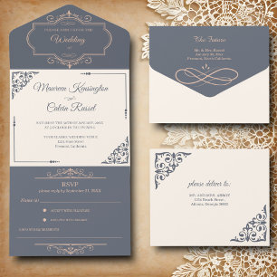 Ländliche Filigranarbeit, Hochzeit All In One Einladung