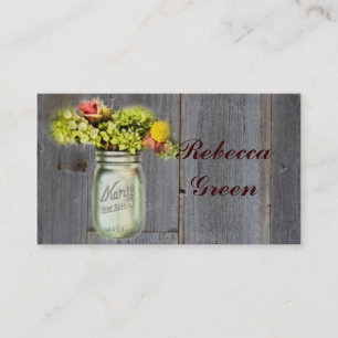 ländliche Floral-Mason-Glas-Hochzeit Visitenkarte