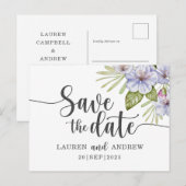 Ländliche Florale Lila Save-the-Date-Postkarte Postkarte (Vorne/Hinten)