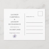 Ländliche Florale Lila Save-the-Date-Postkarte Postkarte (Rückseite)