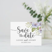 Ländliche Florale Lila Save-the-Date-Postkarte Postkarte (Stehend Vorderseite)