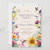 Ländliche florale Wasserfarbe Geburtstag Einladung (Vorderseite)