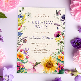 Ländliche florale Wasserfarbe Geburtstag Einladung