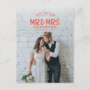Ländliche Foto-Dankeschön-Hochzeitsankündigung Ankündigungspostkarte