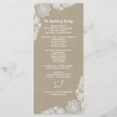 Ländliche Foto-Jute und Spitze Hochzeitsprogramme Programm (Rückseite)