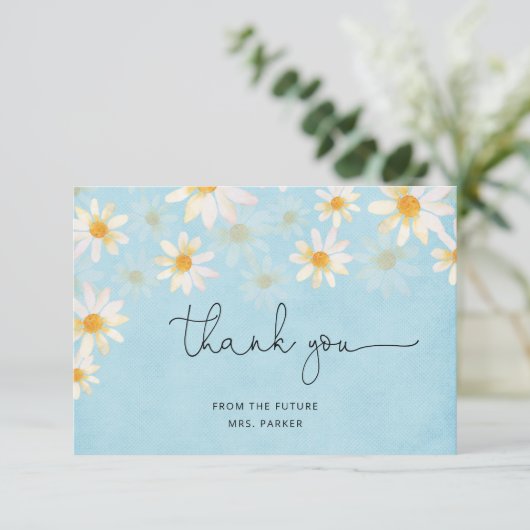 Ländliche Gänseblümchen-Blume Dankeschön-Notizkart Dankeskarte (Stehend Vorderseite)