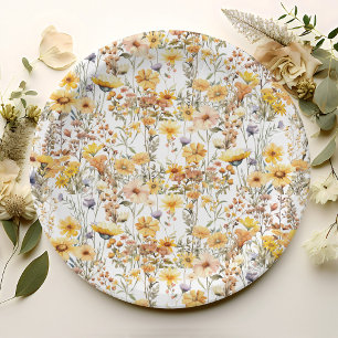 Ländliche Gelbe Wildblumen-Party Pappteller