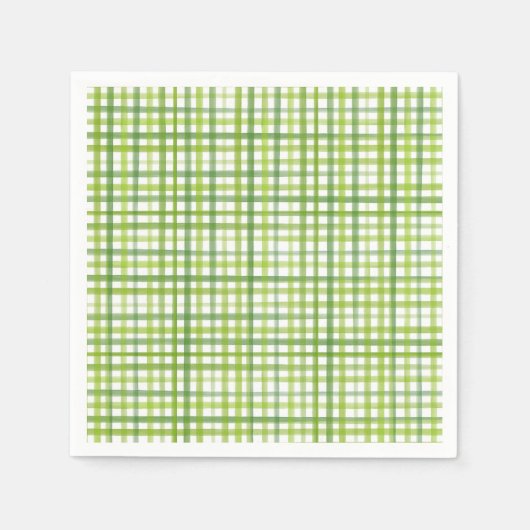Ländliche grüne Gingham-Papier-Serviette | Sommerp Serviette (Vorderseite)