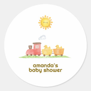 Ländliche Gummiente Choo Choo Zug Baby Shower Runder Aufkleber