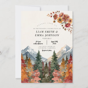 Ländliche Herbst-Berg-Destination-Hochzeit Einladung