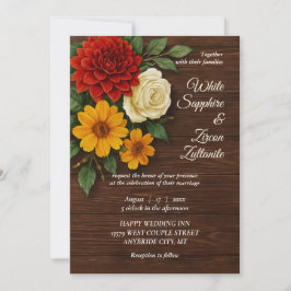 Ländliche Herbst-Blumen-Hochzeitseinladung Einladung