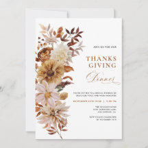 Ländliche Herbst-Blumen-Thanksgiving-Einladung