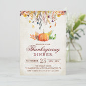 Ländliche Herbst-Erntedank-Dinner-Einladung mit Kü Einladung (Stehend Vorderseite)