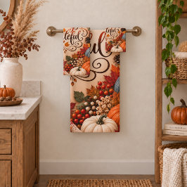 Ländliche Herbst-Illustration mit Kürbissen, immer Badhandtuch Set