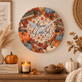 Ländliche Herbst-Illustration mit Kürbissen und Da Runde Wanduhr