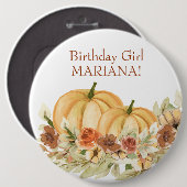 Ländliche Herbst-Kürbis-Geburtstagsfeier Button (Vorne & Hinten)