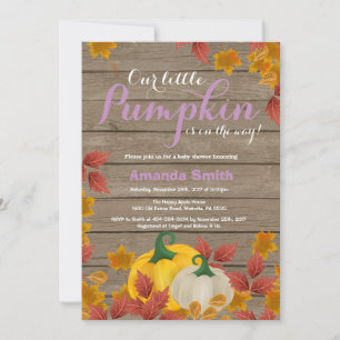 Ländliche Herbst-Kürbis-Mädchen-Baby-Party-Einladu Einladung