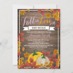 Ländliche Herbst-Kürbis-Mädchen-Baby-Shower-Einlad Einladung