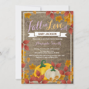 Ländliche Herbst-Kürbis-Mädchen-Baby-Shower-Einlad Einladung
