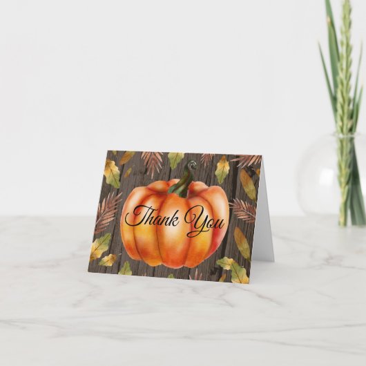 Ländliche Herbst-Kürbis-Orange-Dankeskarten Dankeskarte (Vorderseite)