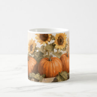 Ländliche Herbst-Sonnenblumen-Kürbisernte Kaffeetasse
