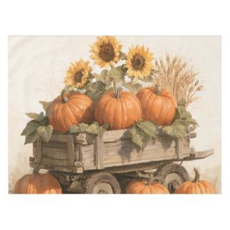 Ländliche Herbst-Sonnenblumen-Kürbisernte Tischdecke