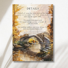 Ländliche Herbst-Steinbrücke-Fluss-Hochzeitsdetail Begleitkarte