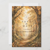 Ländliche Herbst-Wald-Hochzeit Save The Date (Vorderseite)