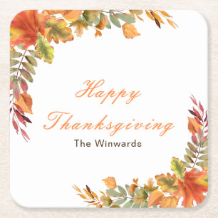 Ländliche Herbstblätter Thanksgiving-Party Rechteckiger Pappuntersetzer