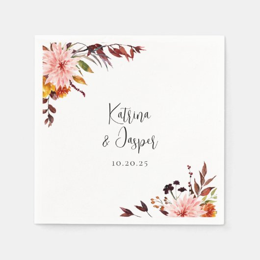 Ländliche Herbstblumen Serviette (Vorderseite)