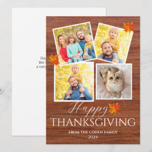 Ländliche Herbstlaub Thanksgiving-Familienfoto Feiertagskarte