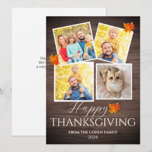 Ländliche Herbstlaub Thanksgiving-Familienfoto Feiertagskarte
