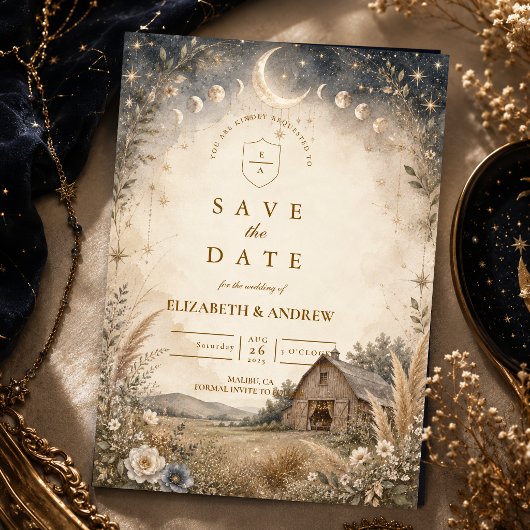Ländliche himmlische Hochzeit Save The Date