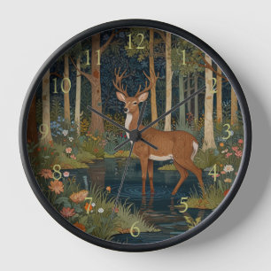 Ländliche Hirsche Boheme Waldforst Grünpflanzen Uhr