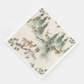Ländliche Hirsche und Koniferen Serviette (Ecke)