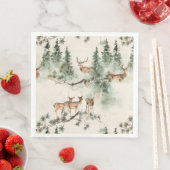Ländliche Hirsche und Koniferen Serviette (Beispiel)