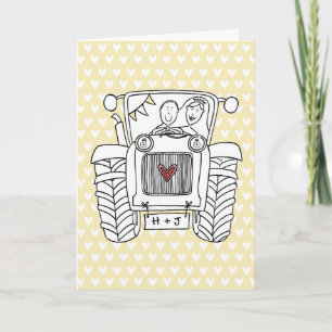 Ländliche Hochzeit auf dem Bauernhof mit Traktoram Karte
