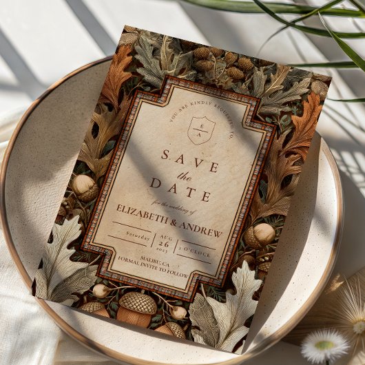 Ländliche Hochzeit im Eichenwald-Stil Save The Date