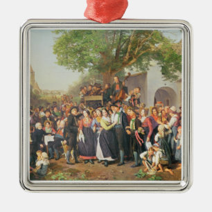 Ländliche Hochzeit in Niederösterreich (Öl auf Ornament Aus Metall