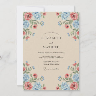 Ländliche Hochzeit in Tan mit malerischem Touch Einladung