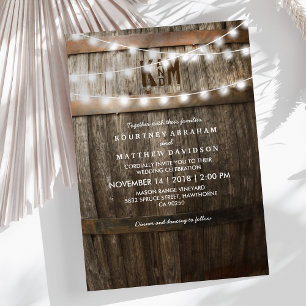 Ländliche Hochzeit Lichterkette Einladung