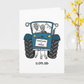 Ländliche Hochzeit mit blauem Traktor Karte (Gelbe Blume)