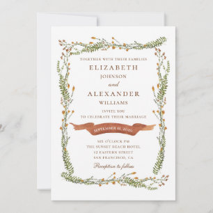 Ländliche Hochzeit mit floralen Motiven. Landblume Einladung
