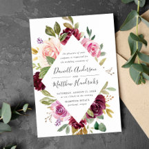 Ländliche Hochzeit mit rosa, burgunderroten und vi