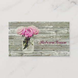 ländliche Hochzeit mit Rosen im Mason-Glas Visitenkarte