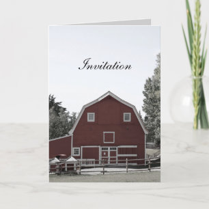 ländliche Hochzeit rote Scheune Hochzeitseinladung Einladung