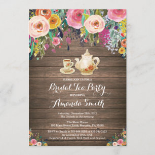Ländliche Hochzeitsdusche-Teeparty-Einladung Flora Einladung