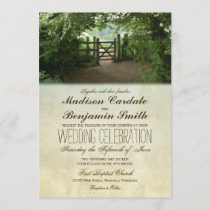 Ländliche Hochzeitseinladungen mit rustikalem Tor  Einladung