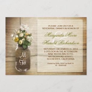 ländliche Hochzeitsprobe-Einladungen im Mason-Topf Einladung