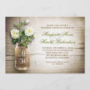 ländliche Hochzeitsprobe-Einladungen im Mason-Topf Einladung